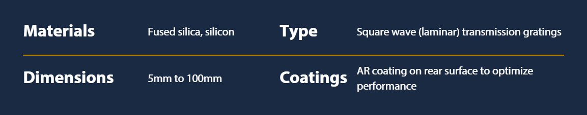 Transmission Diffraction Gratings